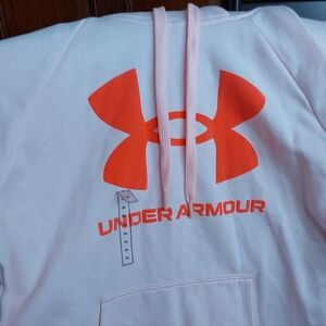 Under Armour White Hoodie with Orange Logo
